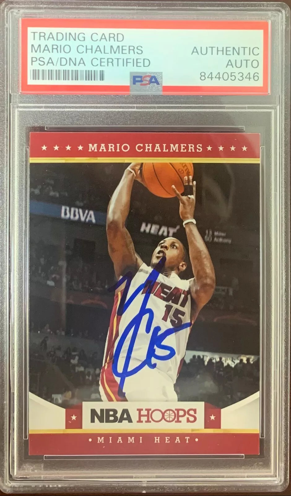 Mario Chalmers auto signed 2012 NBA Hoops #159 card Miami Heat PSA Encapsulated