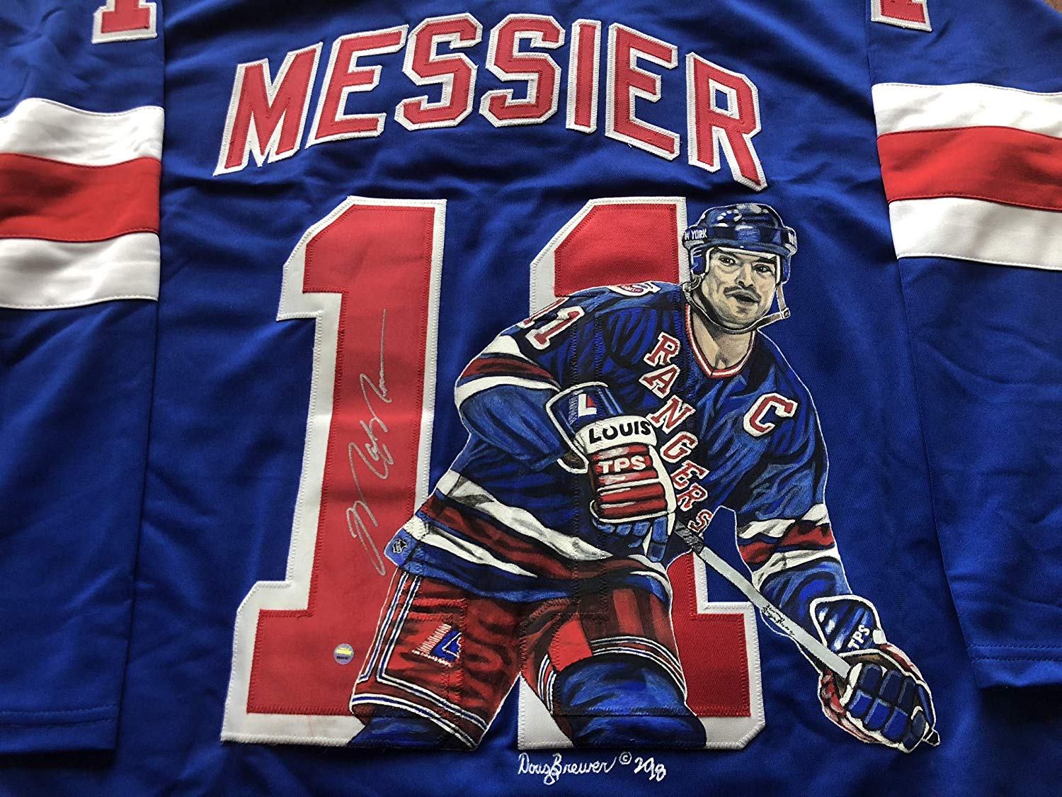 Mark Messier Autographed New York Custom Blue Hockey Jersey - JSA
