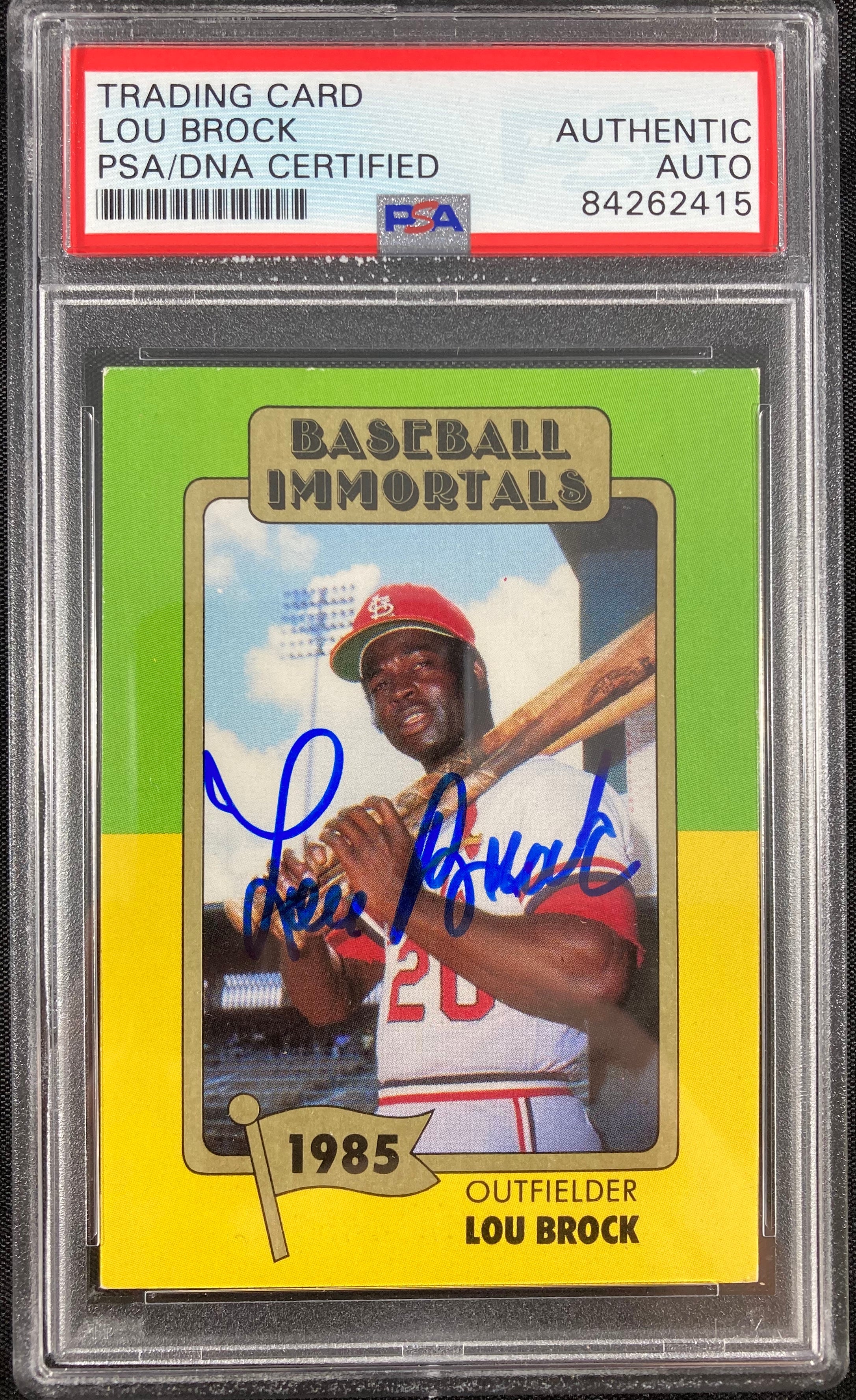 Lou Brock auto card Baseball Immortals #195 St. Louis Cardinals