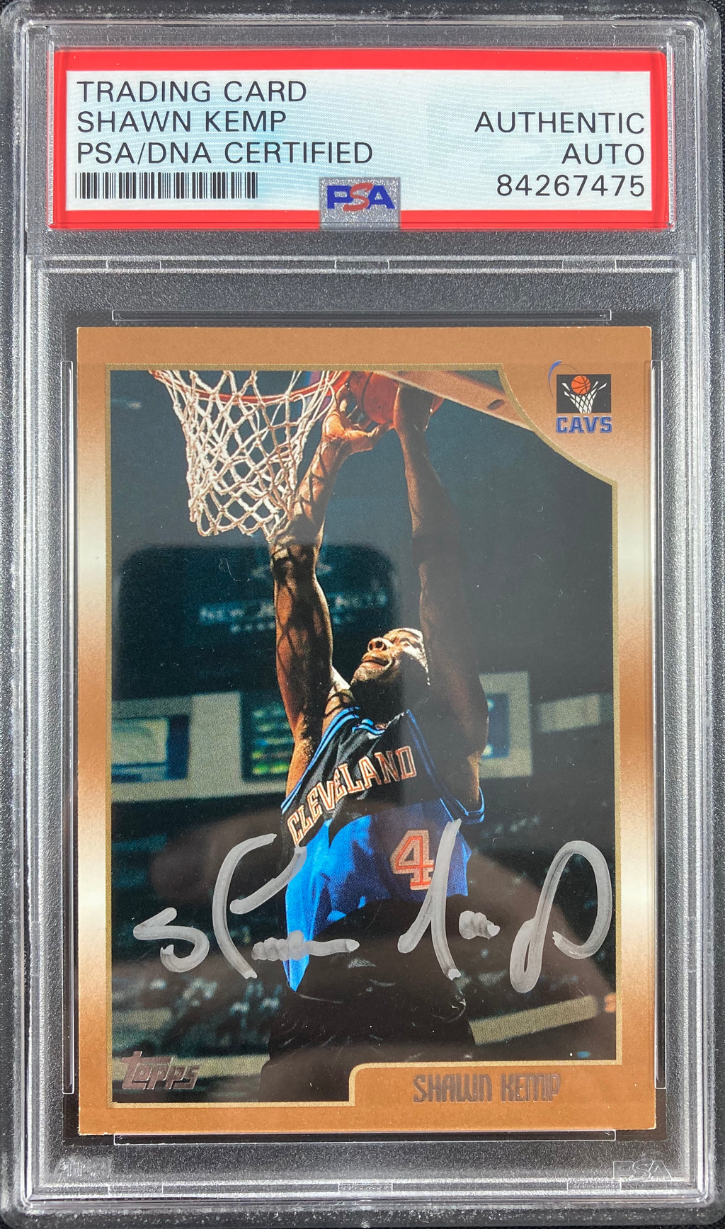 Shawn Kemp autographed signed Topps #174 Cleveland Cavaliers PSA Encapsulated - JAG Sports Marketing