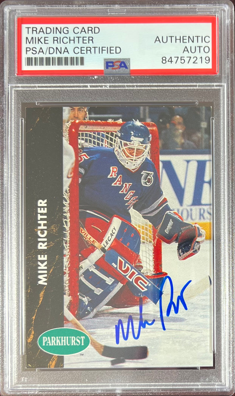 Mike Richter auto card 1991 Parkhurst #117 PSA Encapsulated New York Rangers