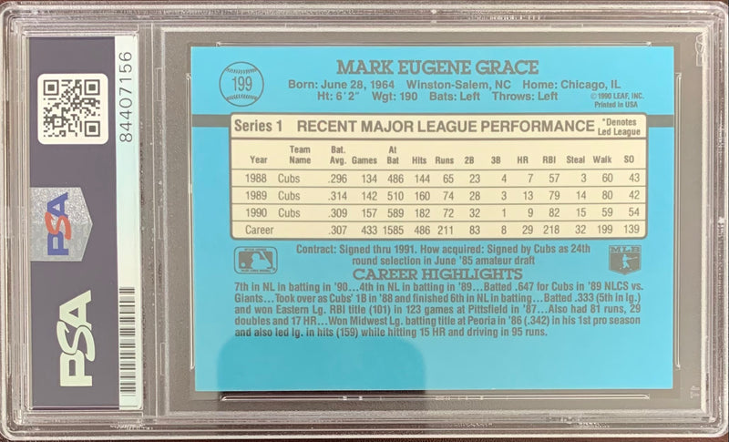 Mark Grace auto card Donruss #199 1991 Chicago Cubs PSA Encapsulated – JAG  Sports Marketing