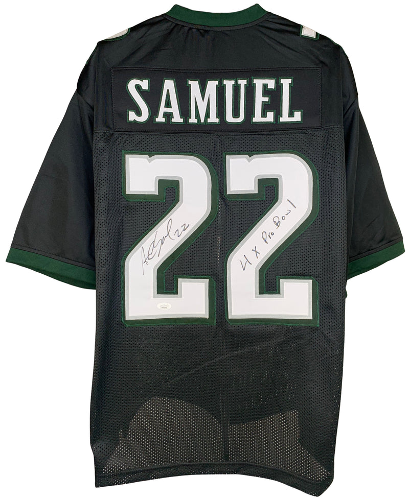 ASANTE SAMUEL SR. SIGNED INSCRIBED CUSTOM BLACK PRO STYLE AUTOGRAPHED JERSEY JSA COA