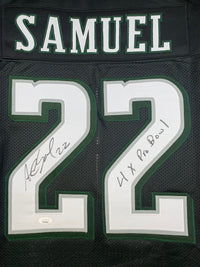 ASANTE SAMUEL SR. SIGNED INSCRIBED CUSTOM BLACK PRO STYLE AUTOGRAPHED JERSEY JSA COA