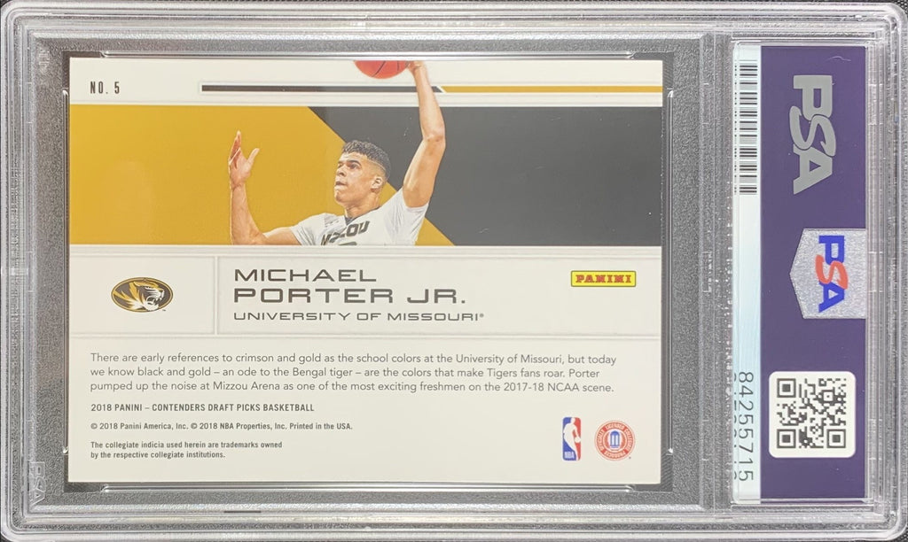 Michael Porter Jr. signed RC Panini Contenders Mizzou Tigers PSA Encapsulated - JAG Sports Marketing