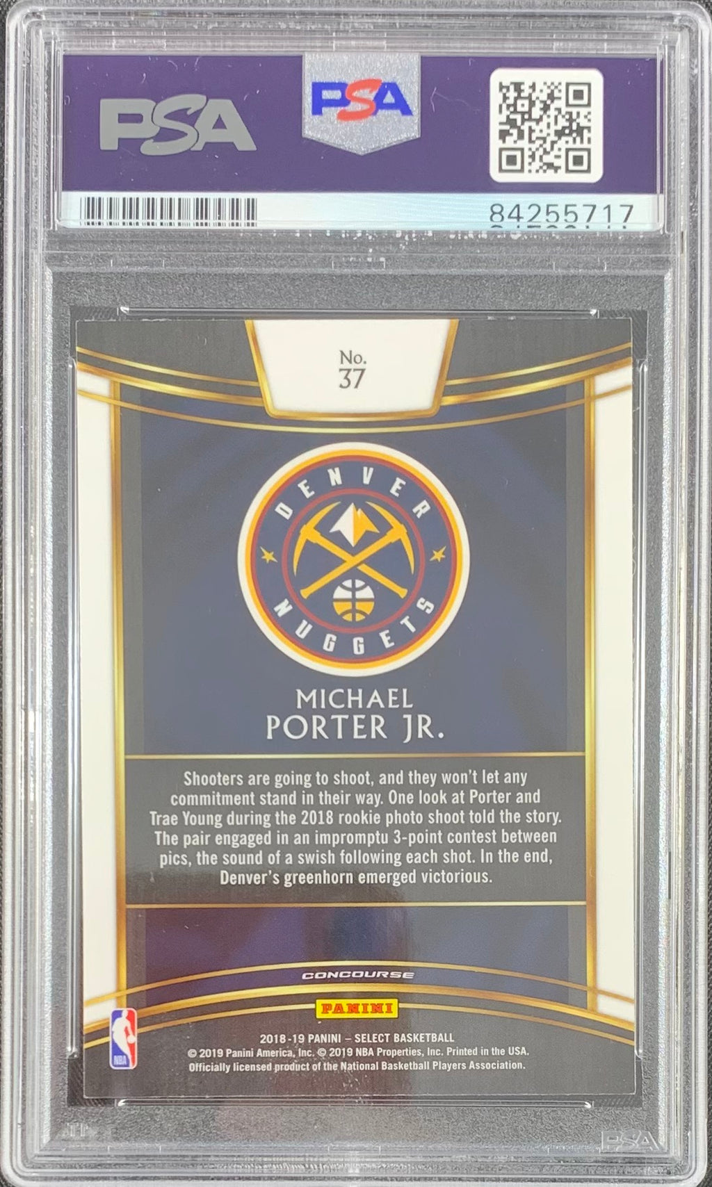 Michael Porter Jr. signed RC Panini Select #37 Denver Nuggets PSA Encapsulated - JAG Sports Marketing