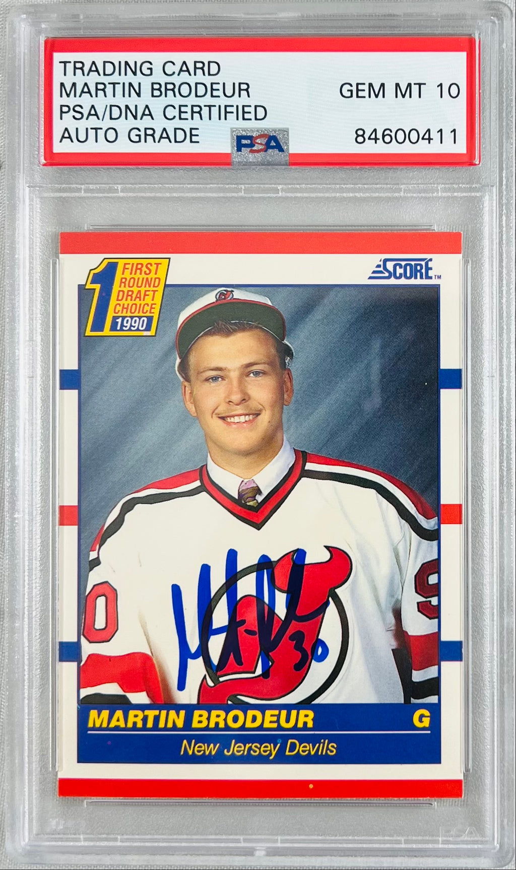 Martin Brodeur signed auto 1990 Score RC #439 New Jersey Devils PSA Gem Mint 10-