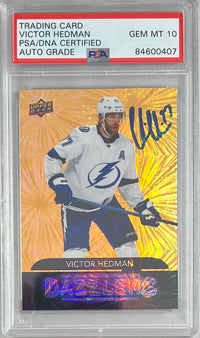 Victor Hedman auto 2020-21 Upper Deck card #DZ-89 PSA Gem Mint 10 Lightning