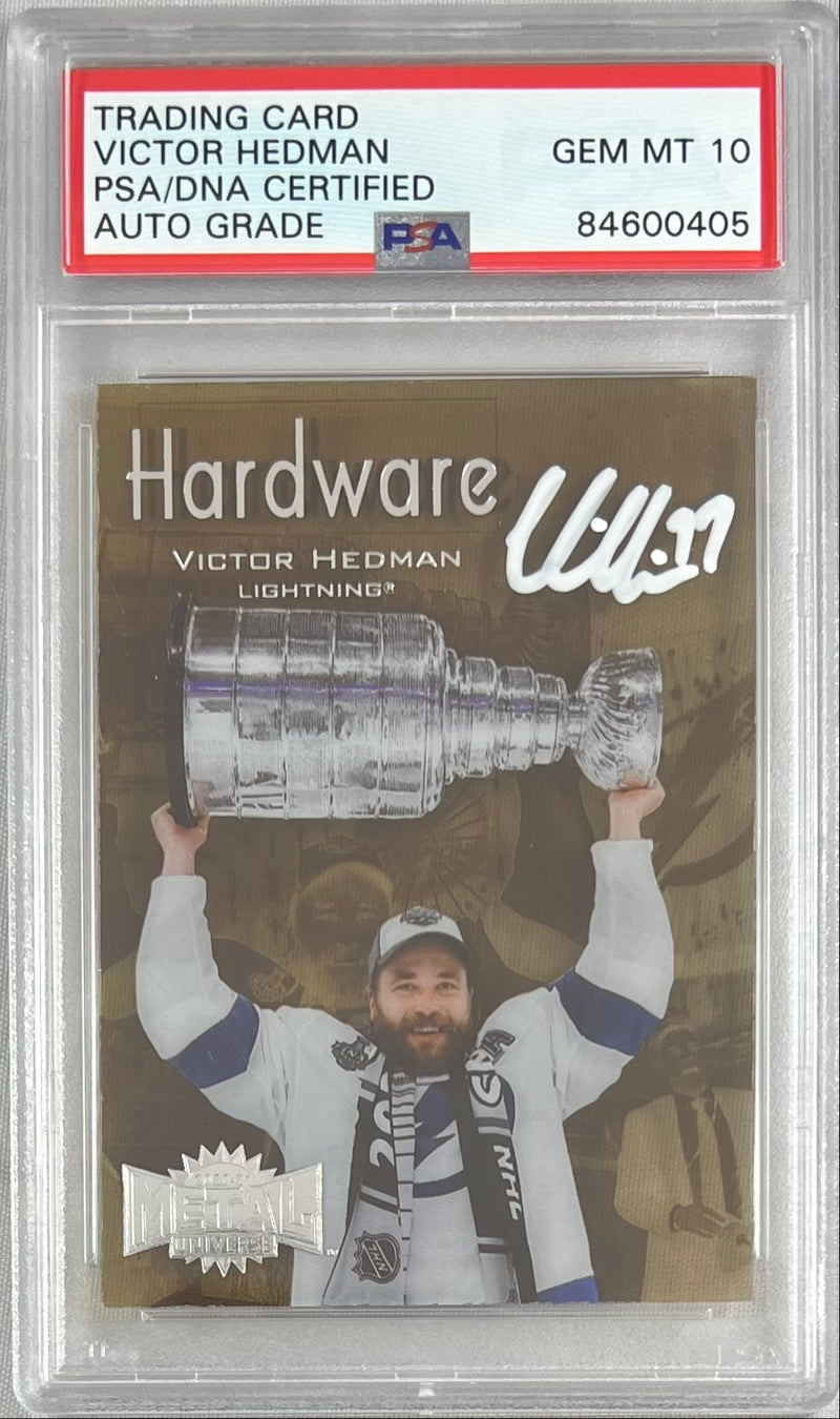 Victor Hedman auto 2020-21 Metal Universe #CH-1 card PSA Gem Mint 10 Lightning