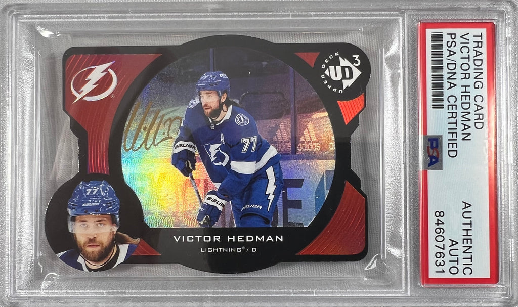 Victor Hedman auto 2020-21 Upper Deck Extended card Lightning PSA Encapsulated