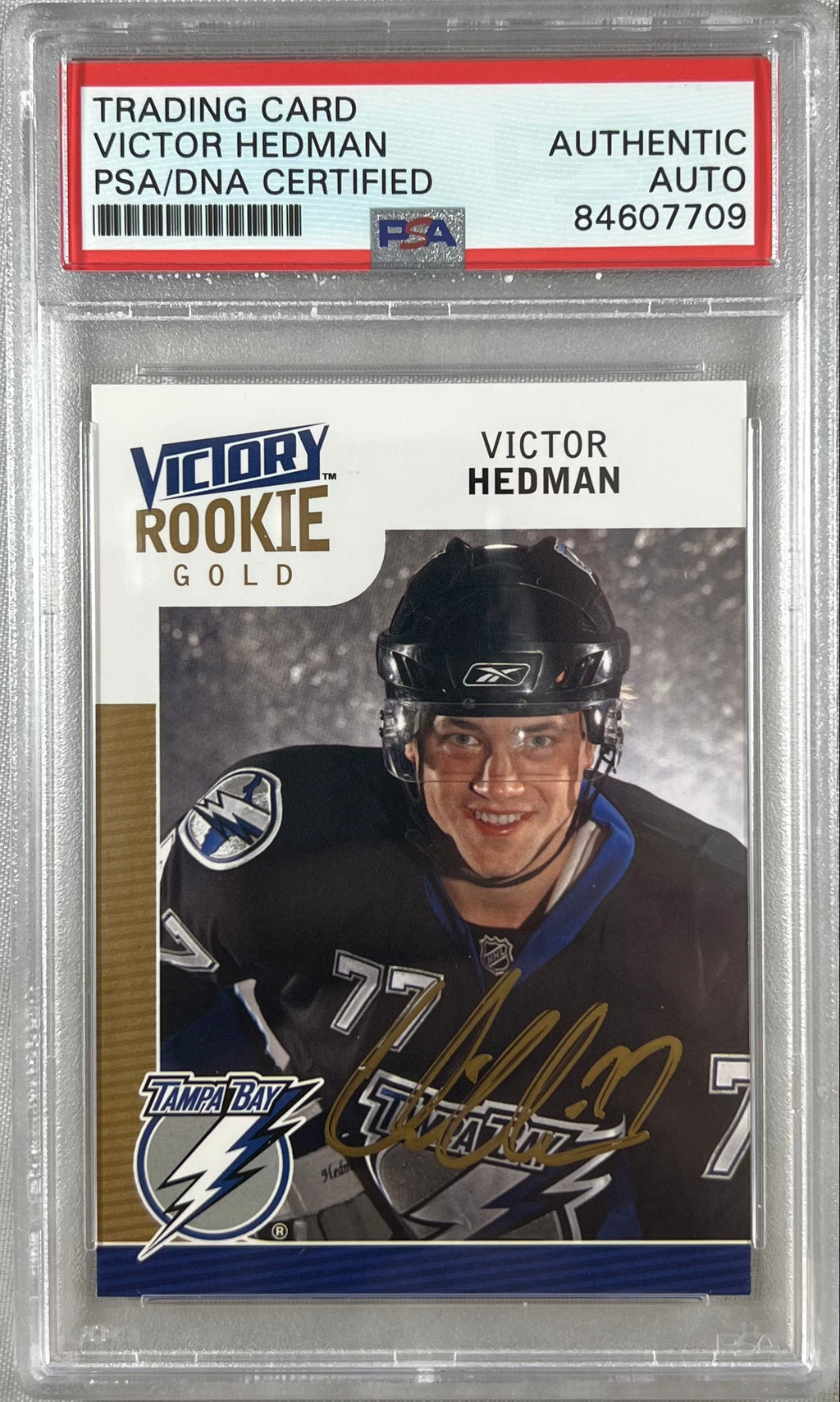 Victor Hedman auto Upper Deck Victory Gold RC #331 Lightning PSA Encapsulated