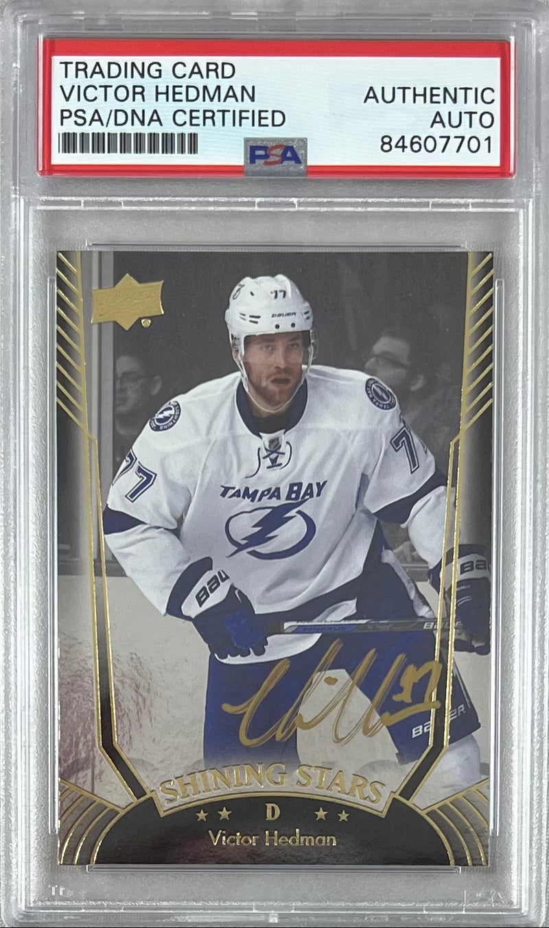 Victor Hedman auto signed 2016 Upper Deck card #SS-10 Lightning PSA Encapsulated