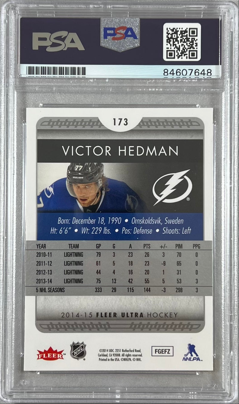 Victor Hedman auto signed 2014 Fleer Ultra card #173 Lightning PSA Encapsulated