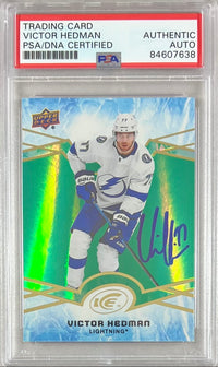 Victor Hedman auto signed 2018-19 Upper Deck #11 card Lightning PSA Encapsulated