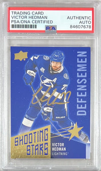 Victor Hedman auto 2018-19 Upper Deck #SSD-10 card Lightning PSA Encapsulated