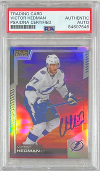 Victor Hedman auto 2020-21 O-Pee-Chee Platinum #22 card Lightning PSA Encap