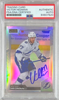 Victor Hedman auto 2020-21 O-Pee-Chee Platinum #22 card Lightning PSA Encap