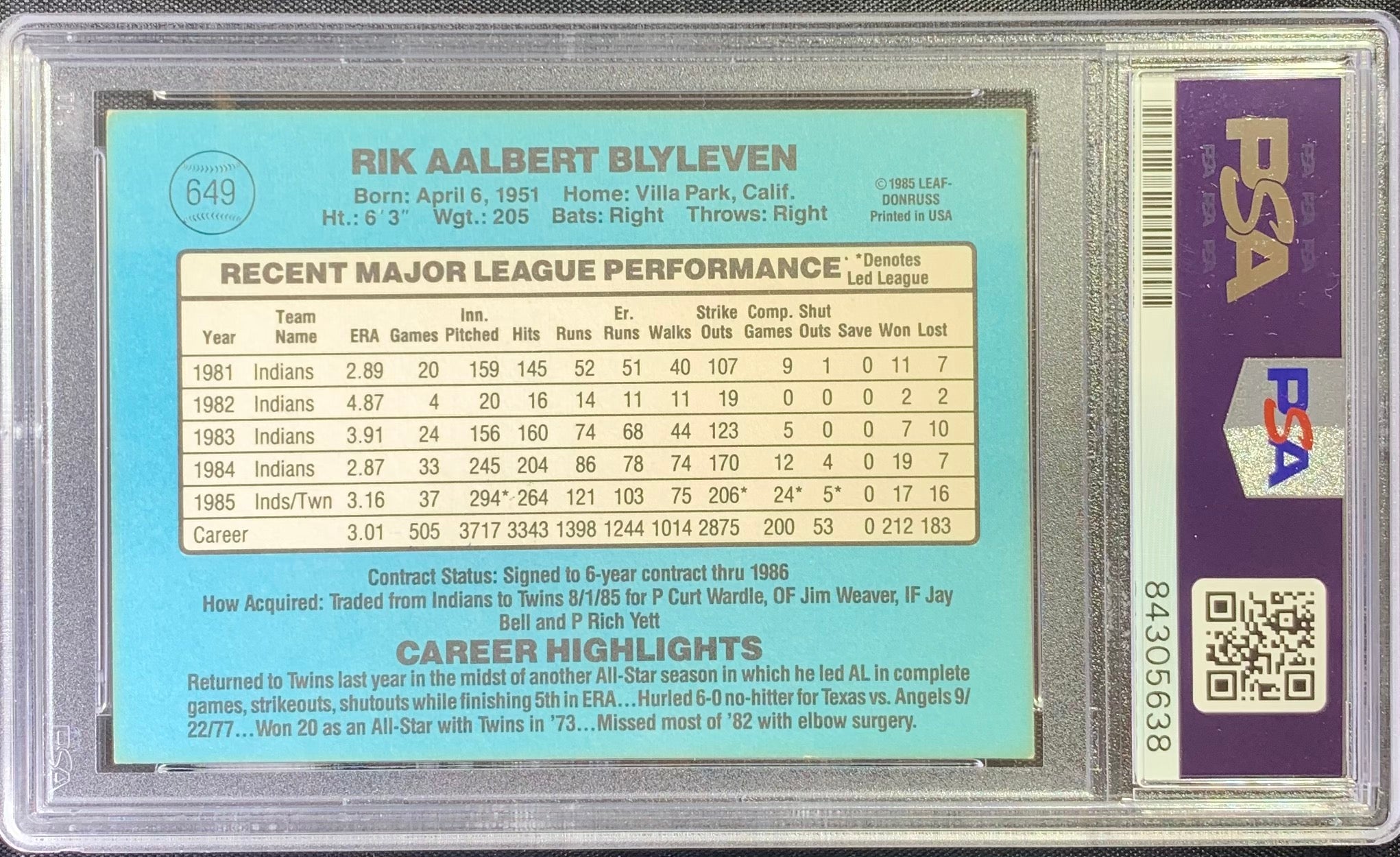 1981 Topps & Topps Traded Bert Blyleven