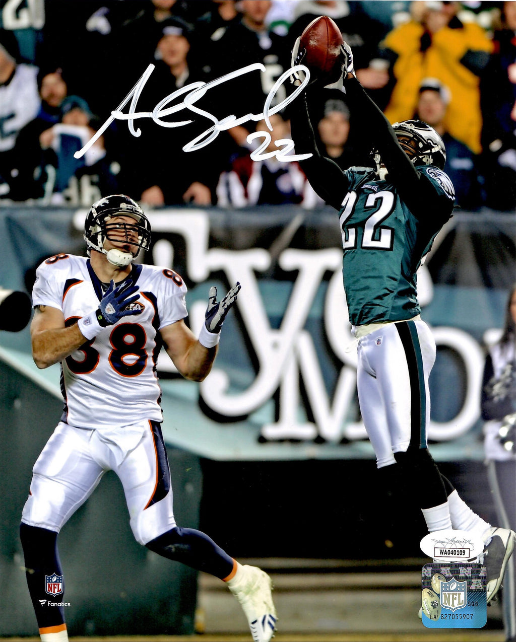 Asante Samuel Sr. autographed signed 8x10 photo NFL Philadelphia Eagles JSA COA